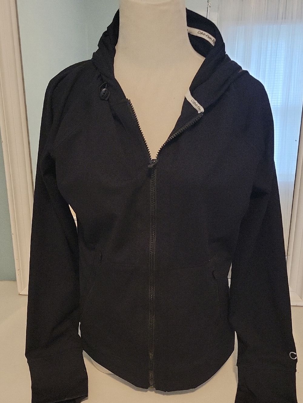 Calvin Klein Women's Black Hooded Zip-Up Bomber Jacket